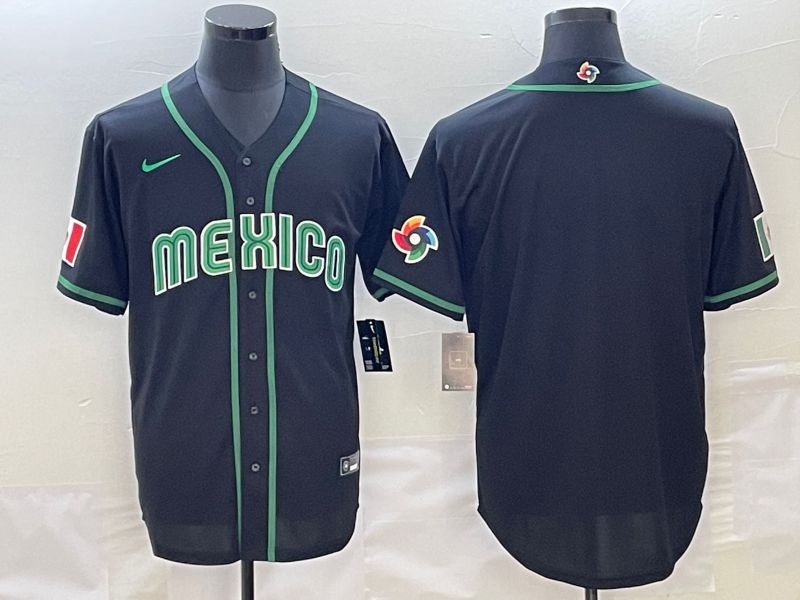 Men 2023 World Cub Mexico Blank Black Nike MLB Jersey6
